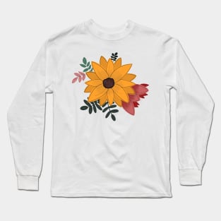 Cute Yellow Floral Drawing Long Sleeve T-Shirt